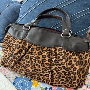 Cole Haan Vanessa Leopard Print F04 Animal Hair and Leather Handbag x8365